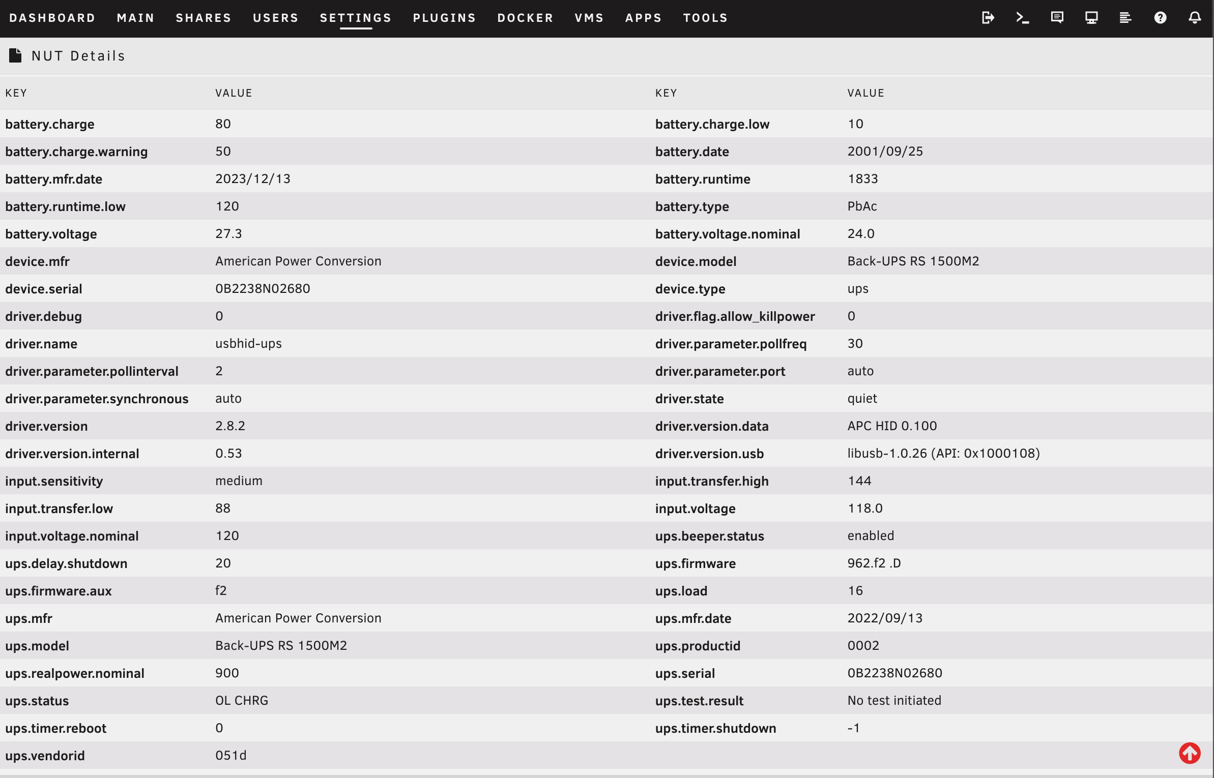 Inspecting UPS details