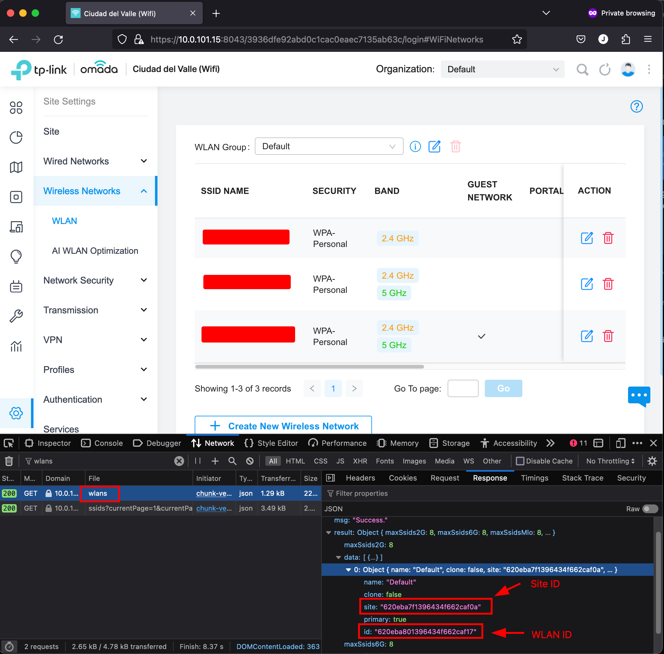 Finding Site ID and WLAN ID